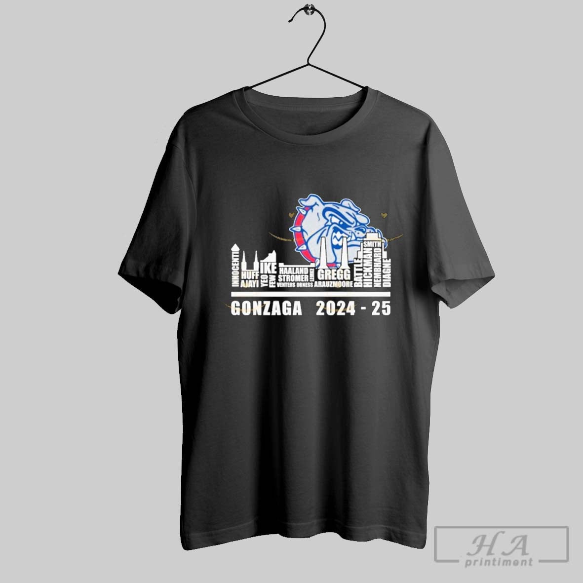 Gonzaga Bulldogs 2024 2025 City And Logo - Adult & Kids T-Shirts, Sweatshirts & Hoodies apparel design preview 1