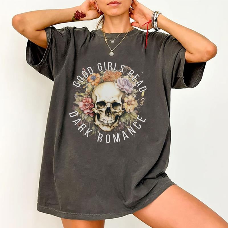 Good Read Dark Romance Book Lover Skull Floral Reader - Adult & Kids T-Shirts, Sweatshirts & Hoodies apparel design preview 1