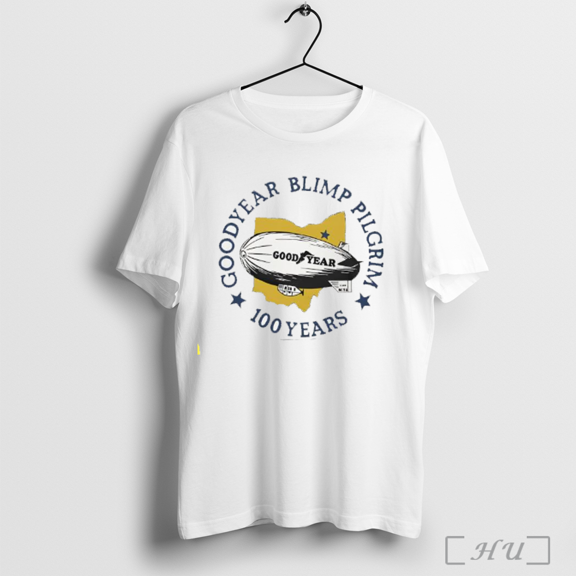 Goodyear Blimp Pilgrim 100 Years - Adult & Kids T-Shirts, Sweatshirts & Hoodies apparel design preview 1