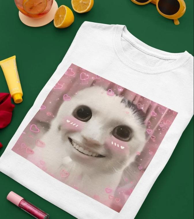 Goofy Ahh Cat Meme Dank Cursed Weirdcore Cringey - Adult & Kids T-Shirts, Sweatshirts & Hoodies apparel design preview 1