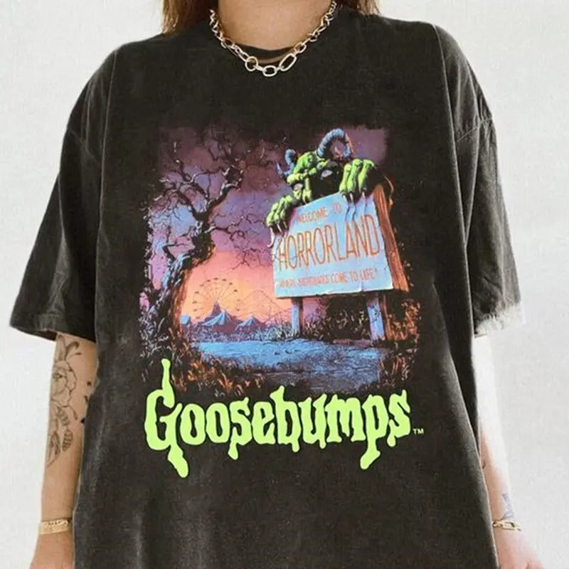 Goosebumps Welcome Land Vintage One Day Halloween - Adult & Kids T-Shirts, Sweatshirts & Hoodies apparel design preview 1