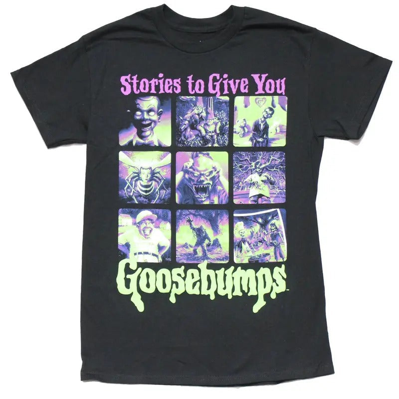 Goosebumps Stories Give You Panel Poster Green Pink - Adult & Kids T-Shirts, Sweatshirts & Hoodies apparel design preview 1