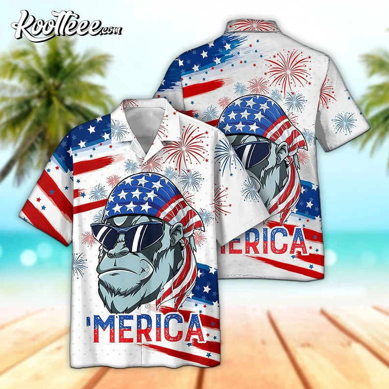 Gorila Independence Day Hawaiian - Adult & Kids T-Shirts, Sweatshirts & Hoodies apparel design preview 1