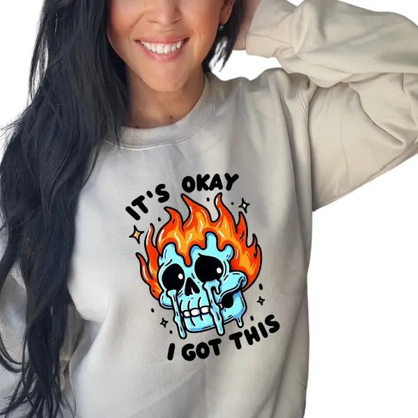 "Goth Grunge Skeleton Flames Casual ''S OK I Got - Adult & Kids T-Shirts, Sweatshirts & Hoodies apparel design preview 1
