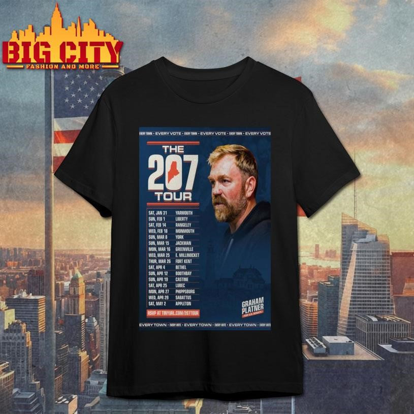 Graham Platner For Senate The 207 Tour 2026 Poster - Adult & Kids T-Shirts, Sweatshirts & Hoodies apparel design preview 1