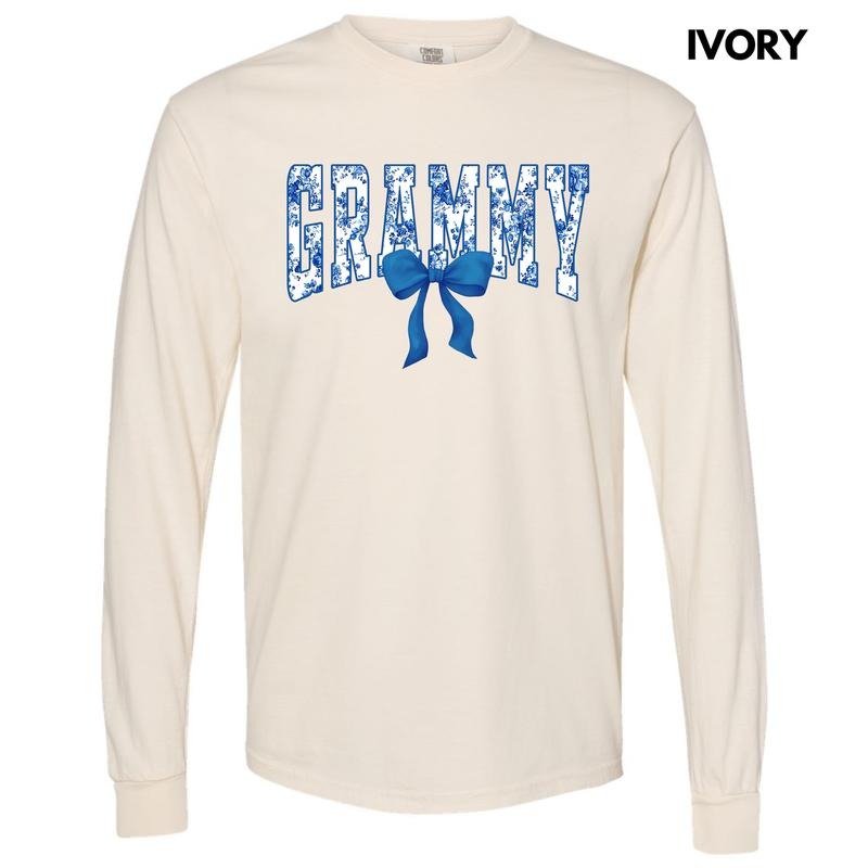 Grammy Blue Florals Comfort Colors 'NLB' - Adult & Kids T-Shirts, Sweatshirts & Hoodies apparel design preview 1