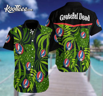 Grateful Dead Leaf Pattern Curved Hawaiian - Adult & Kids T-Shirts, Sweatshirts & Hoodies apparel design preview 1