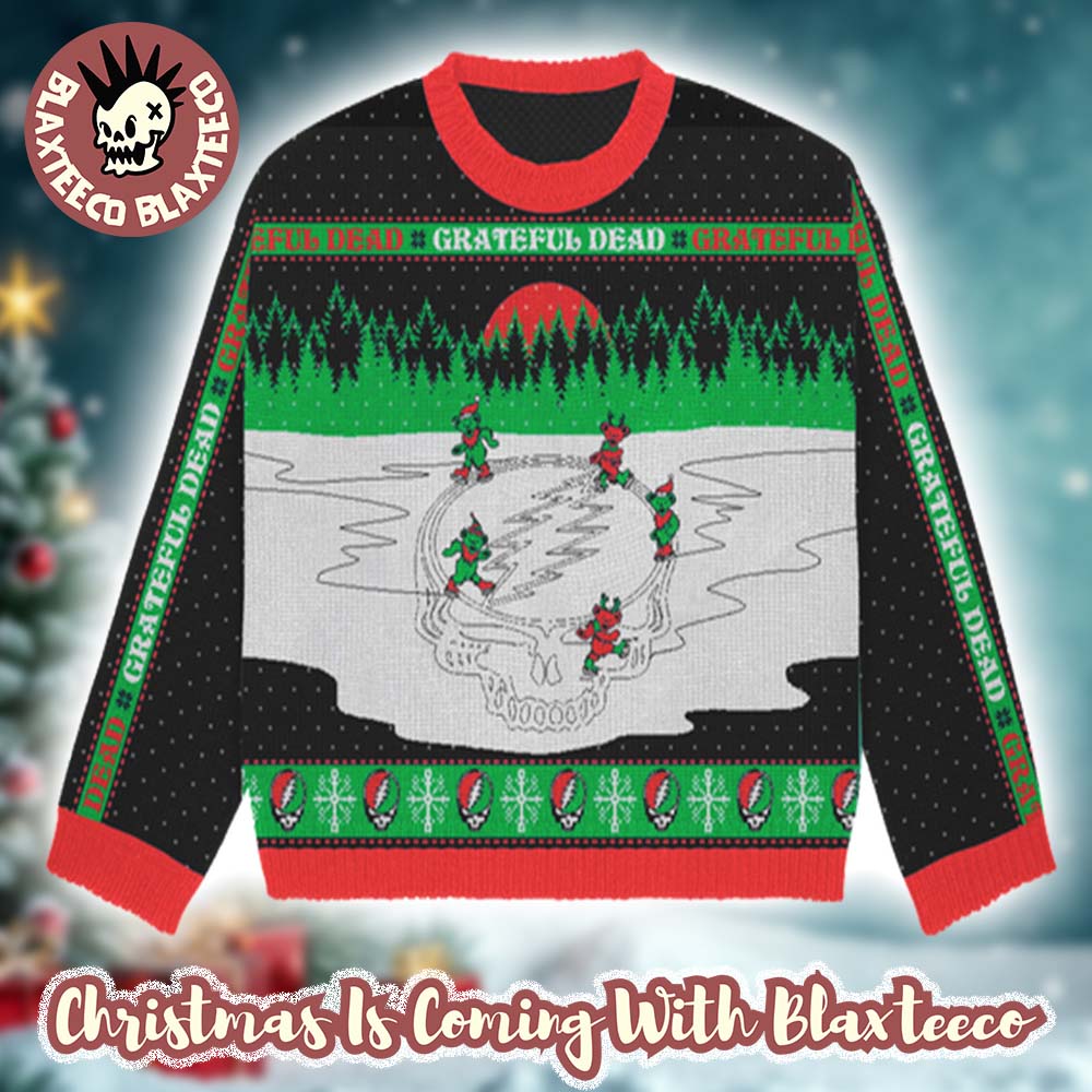 Grateful Dead Skating Dancing Bears Holiday Collection Ugly Christmas Sweater - Holiday Gift product image