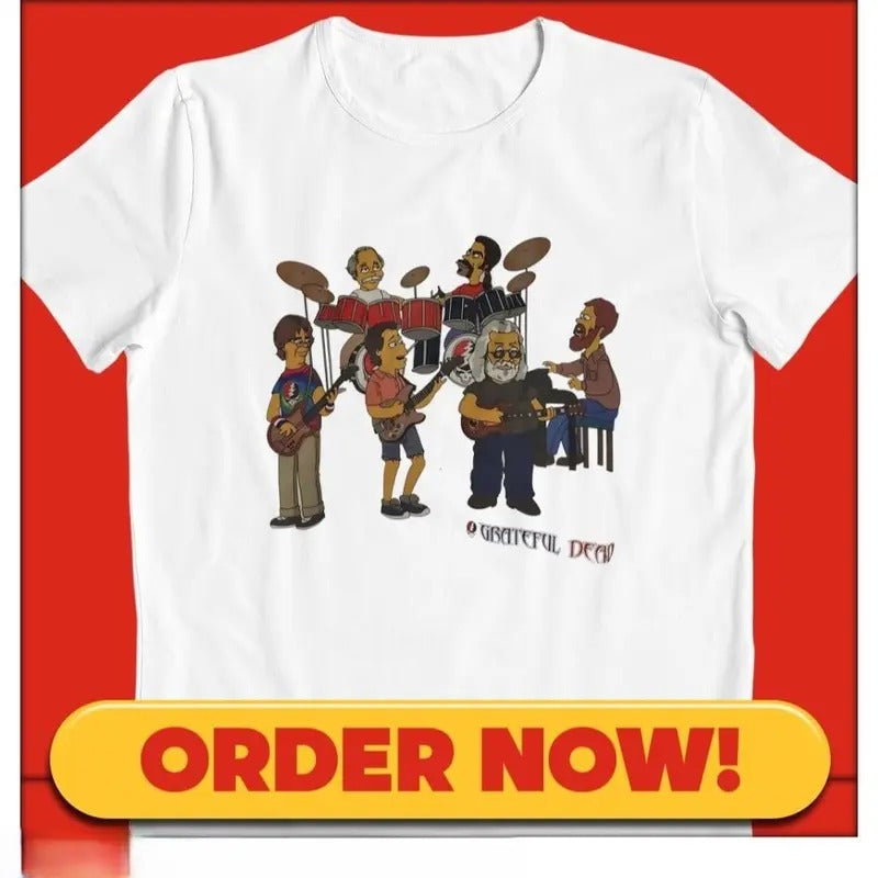 Grateful Dead As SIMPSONS Jerry Garcia Phil Lesh Bob - Adult & Kids T-Shirts, Sweatshirts & Hoodies apparel design preview 1