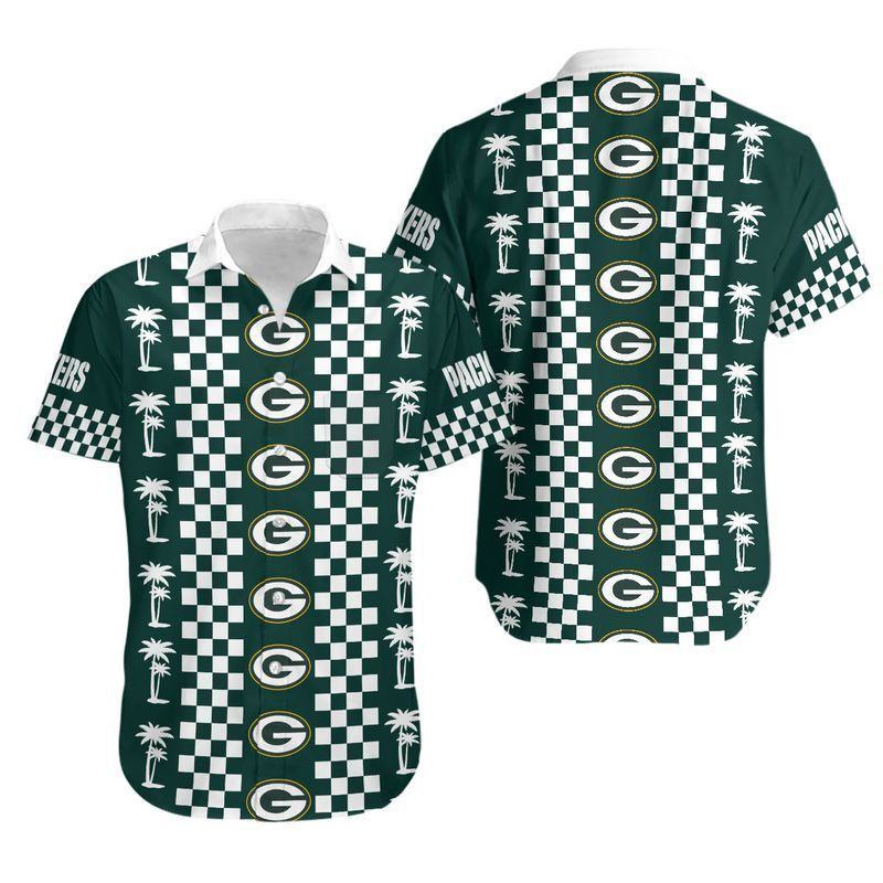 Green Bay Packers Hawaiian Checkered Palms Design - Adult & Kids T-Shirts, Sweatshirts & Hoodies apparel design preview 1