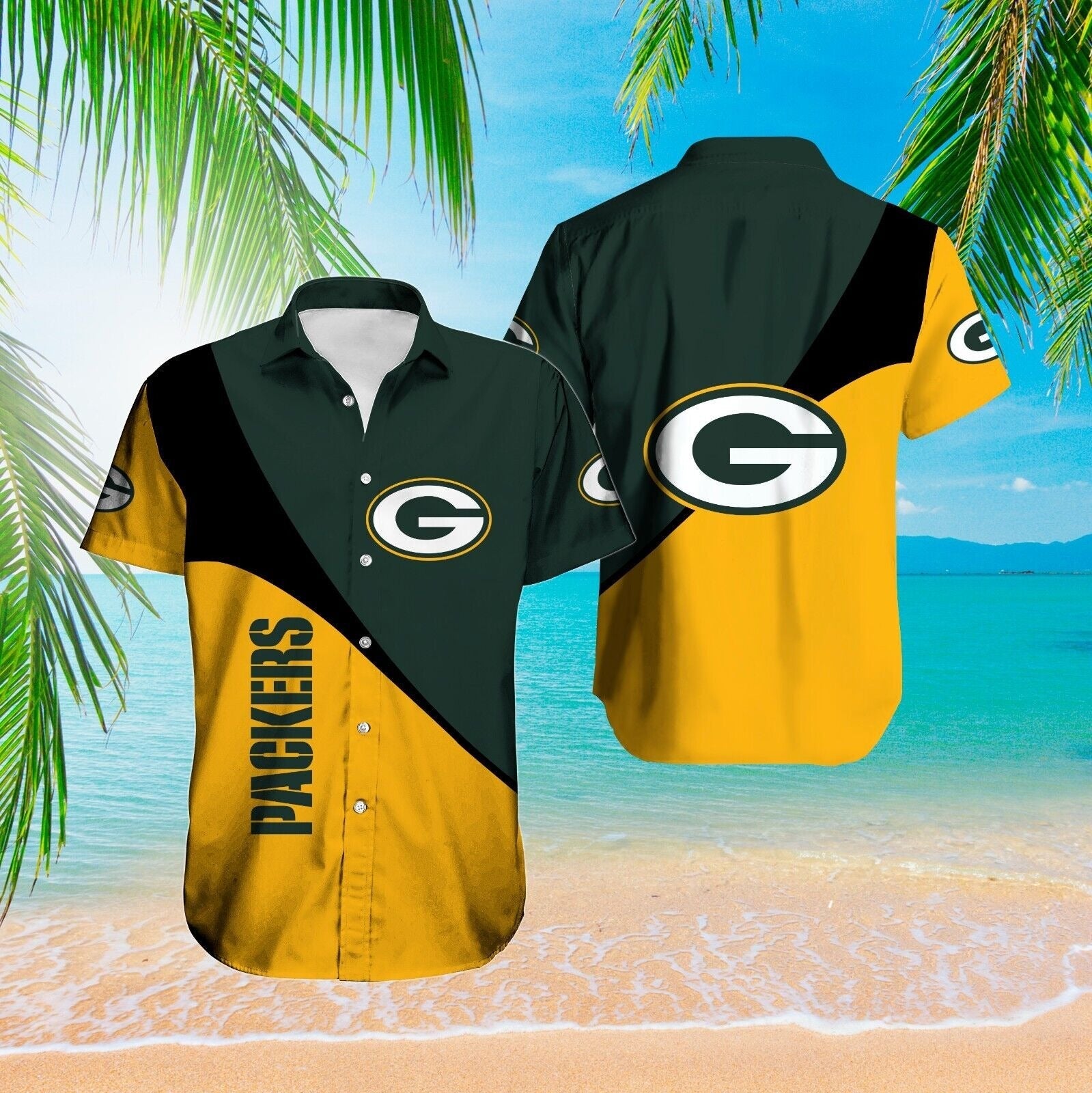 Green Bay Packers Hawaiian Diagonal Power Design - Adult & Kids T-Shirts, Sweatshirts & Hoodies apparel design preview 1