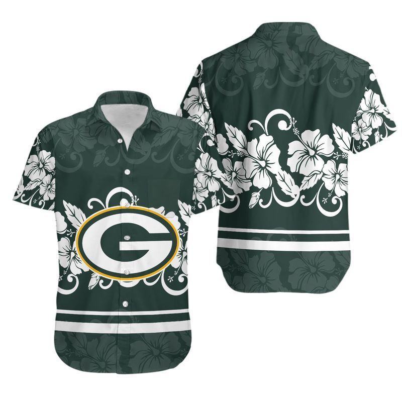 Green Bay Packers Floral Crest Hawaiian 542110 - Adult & Kids T-Shirts, Sweatshirts & Hoodies apparel design preview 1