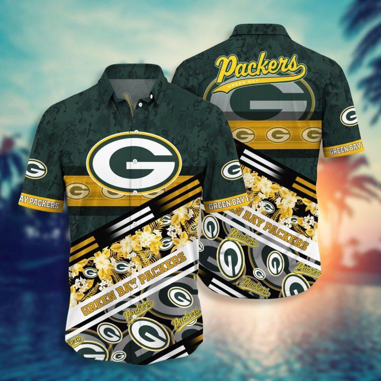 Green Bay Packers Hawaiian Floral Fanatic Design - Adult & Kids T-Shirts, Sweatshirts & Hoodies apparel design preview 1