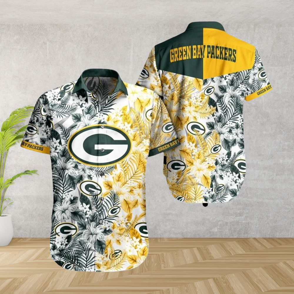 Green Bay Packers Floral Gold Rush Hawaiian by - Adult & Kids T-Shirts, Sweatshirts & Hoodies apparel design preview 1