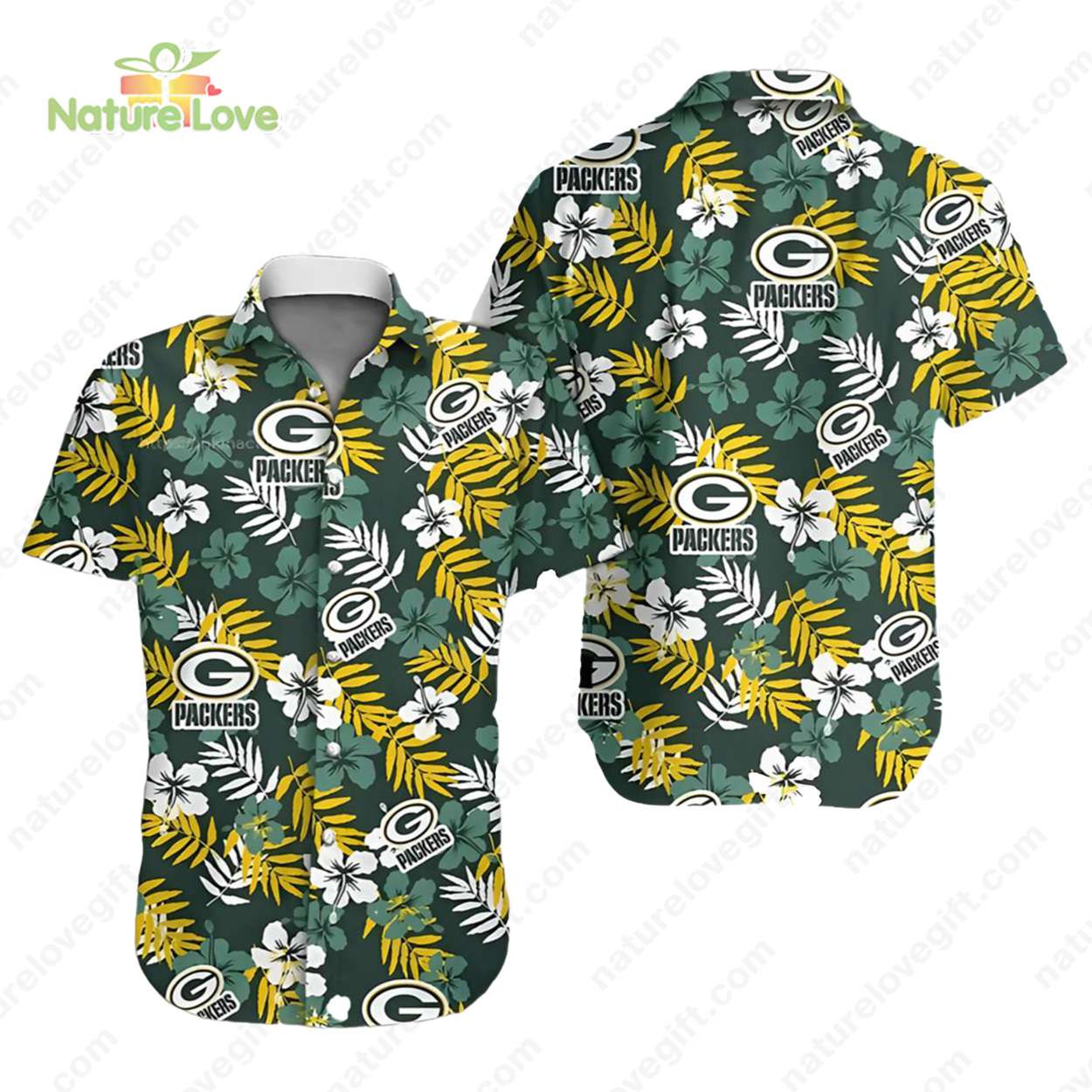 Green Bay Packers Floral Tropical Hawaiian Aloha - Adult & Kids T-Shirts, Sweatshirts & Hoodies apparel design preview 1