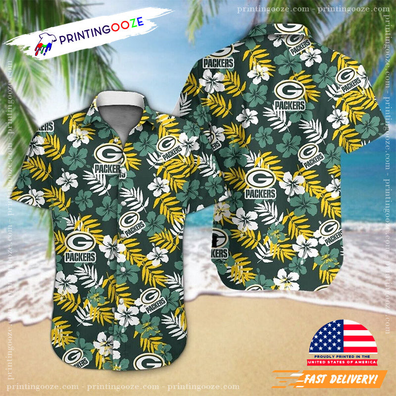 Green Bay Packers Football Floral Aloha Hawaiian - Adult & Kids T-Shirts, Sweatshirts & Hoodies apparel design preview 1