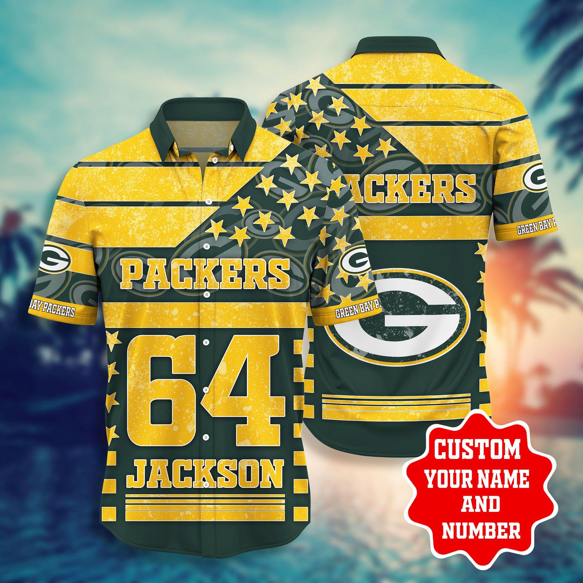 Green Bay Packers Hawaiian Golden Glory Design 517916 - Adult & Kids T-Shirts, Sweatshirts & Hoodies apparel design preview 1