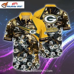 Green Bay Packers Hawaiian With Bold Floral And Logo - Adult & Kids T-Shirts, Sweatshirts & Hoodies apparel design preview 1