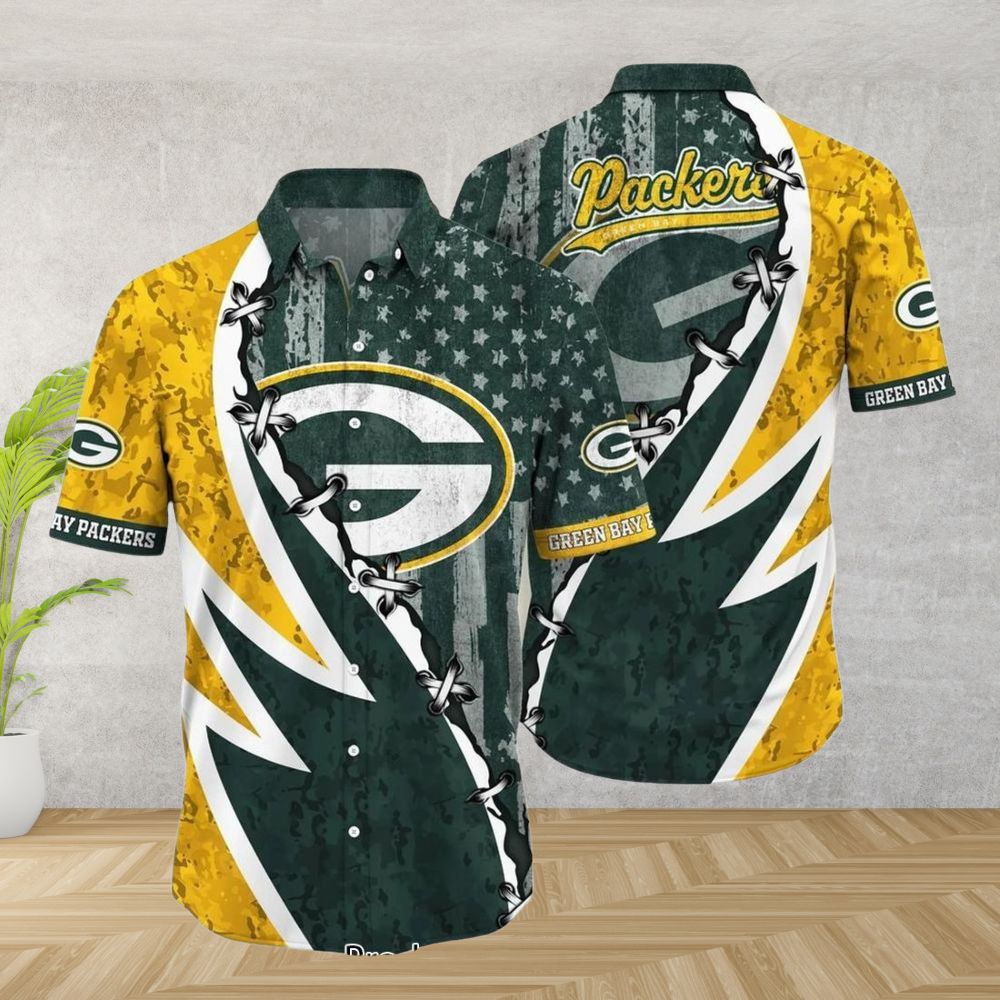 Green Bay Packers Hawaiian Lightning Strike Design - Adult & Kids T-Shirts, Sweatshirts & Hoodies apparel design preview 1
