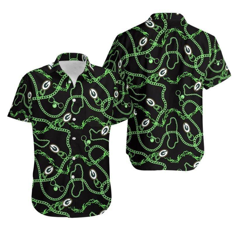 Green Bay Packers Hawaiian with Neon Chain Design - Adult & Kids T-Shirts, Sweatshirts & Hoodies apparel design preview 1
