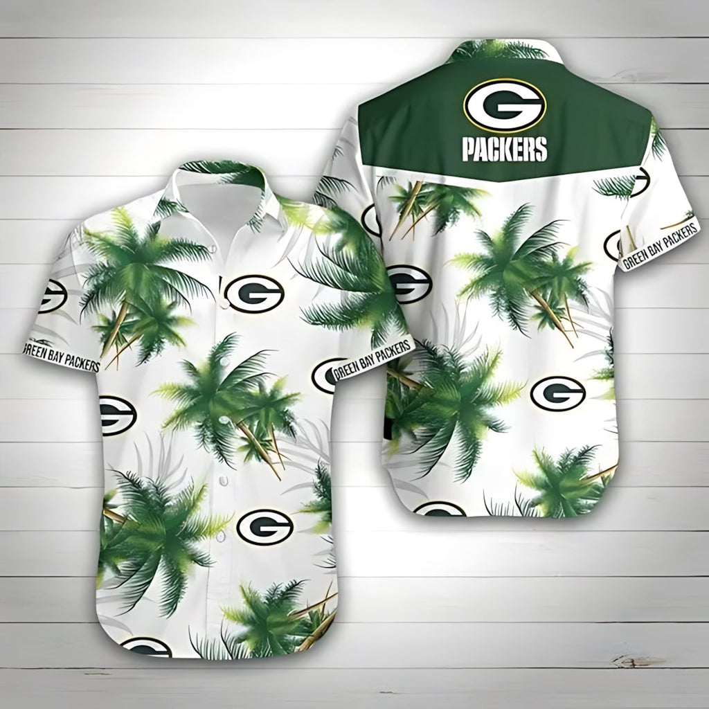 Green Bay Packers Hawaiian Palm Paradise Design - Adult & Kids T-Shirts, Sweatshirts & Hoodies apparel design preview 1