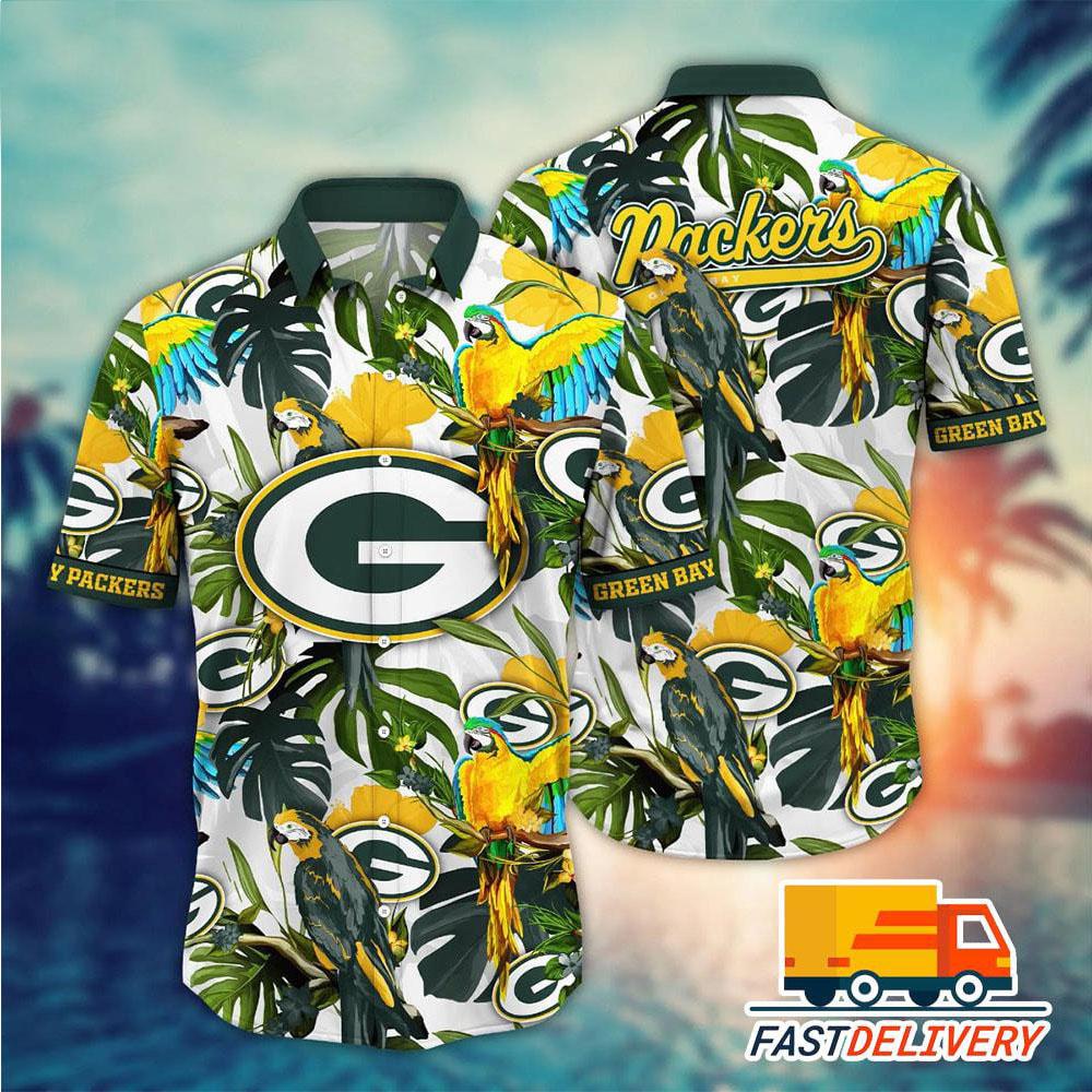 Green Bay Packers Hawaiian Parrot Paradise Design - Adult & Kids T-Shirts, Sweatshirts & Hoodies apparel design preview 1
