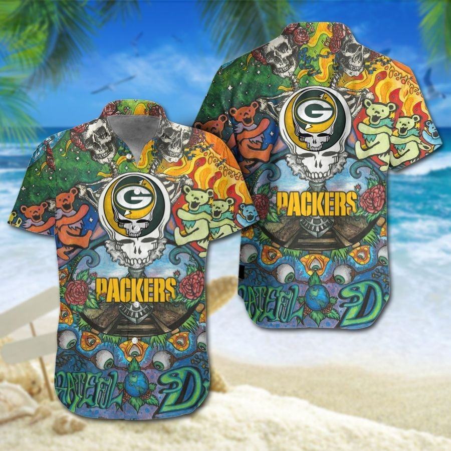 Green Bay Packers Psychedelic Bears Hawaiian 771342 - Adult & Kids T-Shirts, Sweatshirts & Hoodies apparel design preview 1