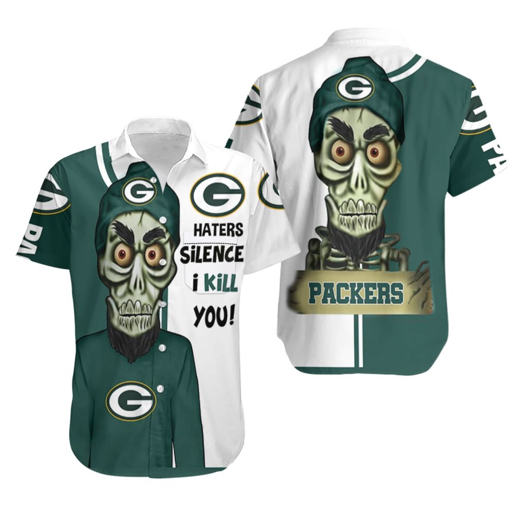 Green Bay Packers Hawaiian Silence Skull Design - Adult & Kids T-Shirts, Sweatshirts & Hoodies apparel design preview 1