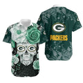 Green Bay Packers Hawaiian Skull Bloom Design 650789 - Adult & Kids T-Shirts, Sweatshirts & Hoodies apparel design preview 1
