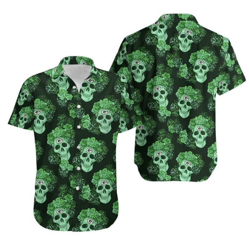 Green Bay Packers Hawaiian Skull Garden Design 782787 - Adult & Kids T-Shirts, Sweatshirts & Hoodies apparel design preview 1
