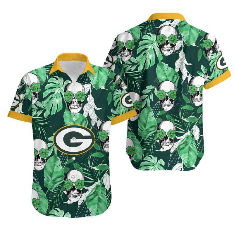 Green Bay Packers Hawaiian Skull Jungle Design 960865 - Adult & Kids T-Shirts, Sweatshirts & Hoodies apparel design preview 1