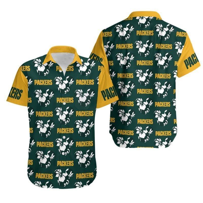 Green Bay Packers Hawaiian Tropical Hibiscus Design - Adult & Kids T-Shirts, Sweatshirts & Hoodies apparel design preview 1