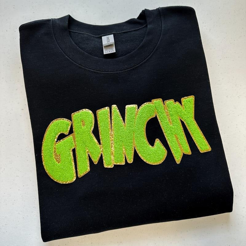 Green Chenille Patch BLACK - Adult & Kids T-Shirts, Sweatshirts & Hoodies apparel design preview 1
