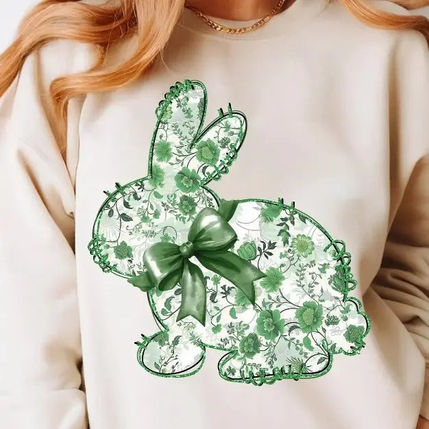 Green Floral Bunny DTF Transfers THIS IS NOT - Adult & Kids T-Shirts, Sweatshirts & Hoodies apparel design preview 1