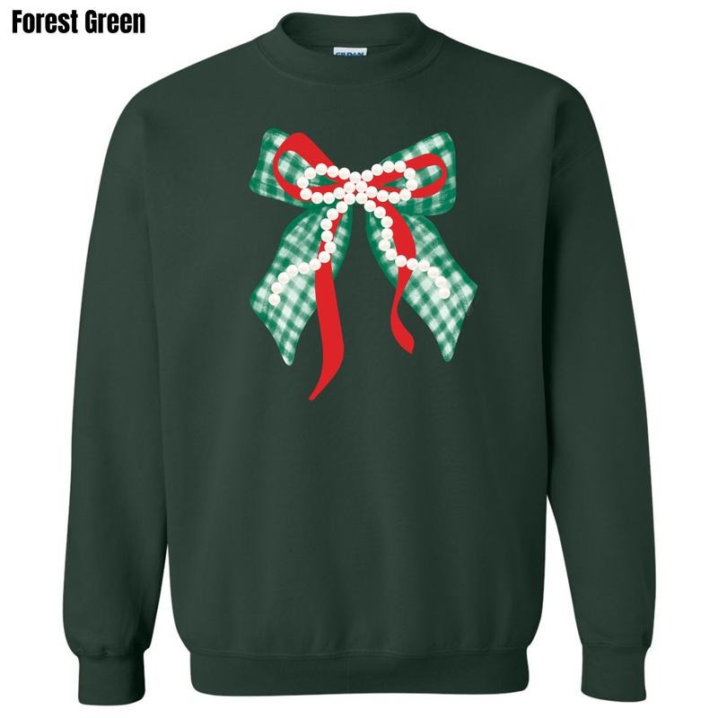 Green Plaid Pearl Bow 'NLB' - Adult & Kids T-Shirts, Sweatshirts & Hoodies apparel design preview 1