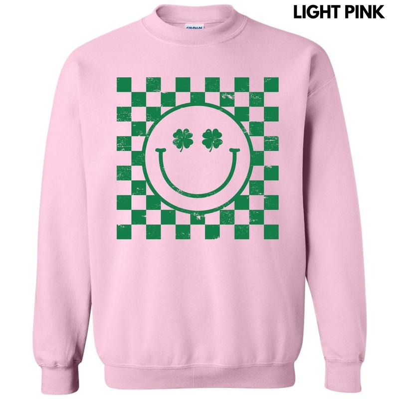 Green Shamrock Checker Happy Face 'NLB' - Adult & Kids T-Shirts, Sweatshirts & Hoodies apparel design preview 1