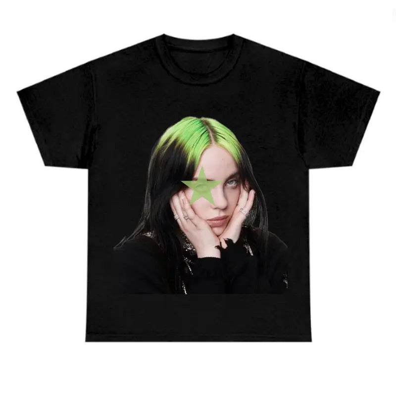 Green Star Hair Billieeee Eilishhh Fan - Adult & Kids T-Shirts, Sweatshirts & Hoodies apparel design preview 1