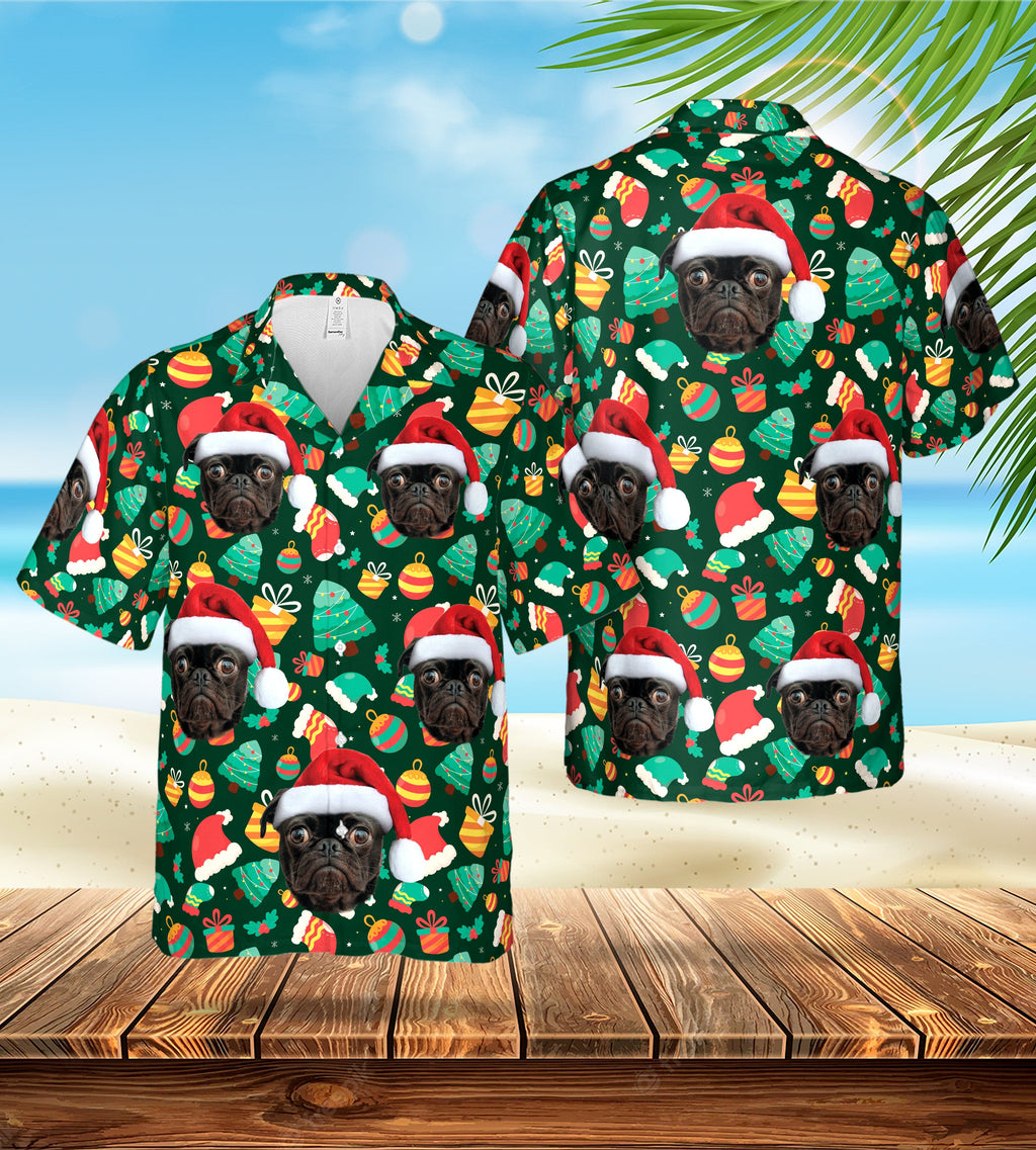 Custom Hawaiian (Green Christmas: 1-4 Pets) - Adult & Kids T-Shirts, Sweatshirts & Hoodies apparel design preview 1