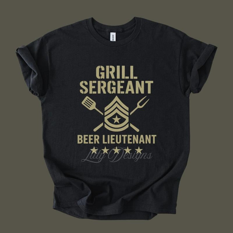Grill Beer Funny Ideas Military Crew Neck Father - Adult & Kids T-Shirts, Sweatshirts & Hoodies apparel design preview 1