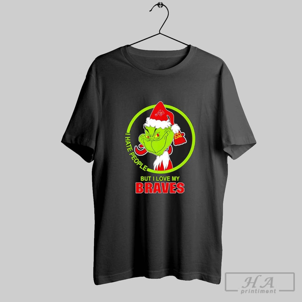 Grinch I Hate People But Love My Atlanta Braves - Adult & Kids T-Shirts, Sweatshirts & Hoodies apparel design preview 1