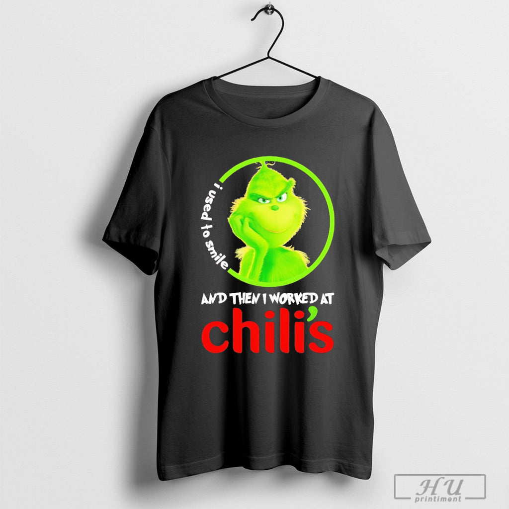 Grinch Used To Smile And Then I Worked At Chilis - Adult & Kids T-Shirts, Sweatshirts & Hoodies apparel design preview 1