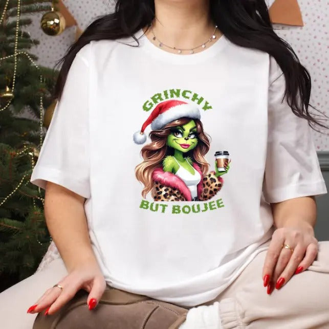 Grinchy But Boujee Cotton Fabric - Adult & Kids T-Shirts, Sweatshirts & Hoodies apparel design preview 1