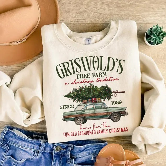 Griswold Tree Farm Fun Old Fashioned Family Xmas - Adult & Kids T-Shirts, Sweatshirts & Hoodies apparel design preview 1