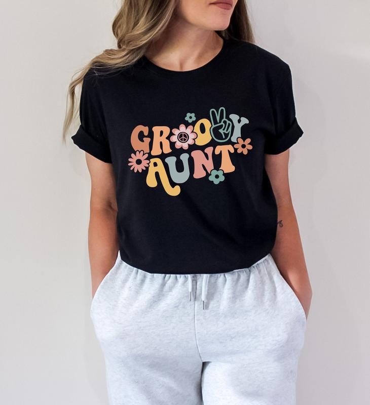Groovy Aunt Auntie Family New Hippie Floral Party - Adult & Kids T-Shirts, Sweatshirts & Hoodies apparel design preview 1