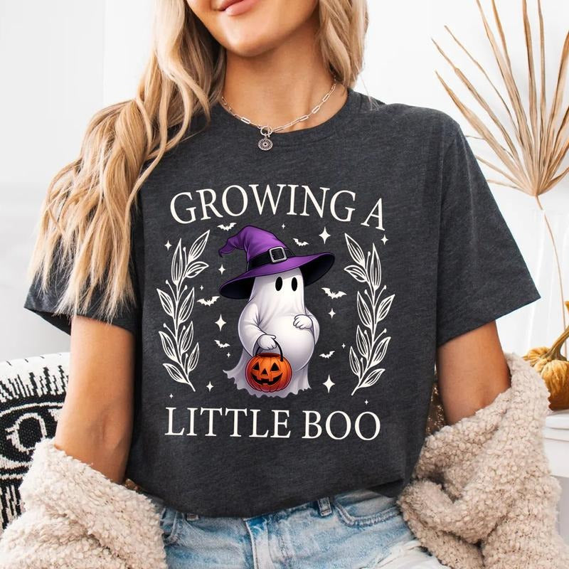 Growing Little Boo Cute Halloween Maternity Pregnant - Adult & Kids T-Shirts, Sweatshirts & Hoodies apparel design preview 1