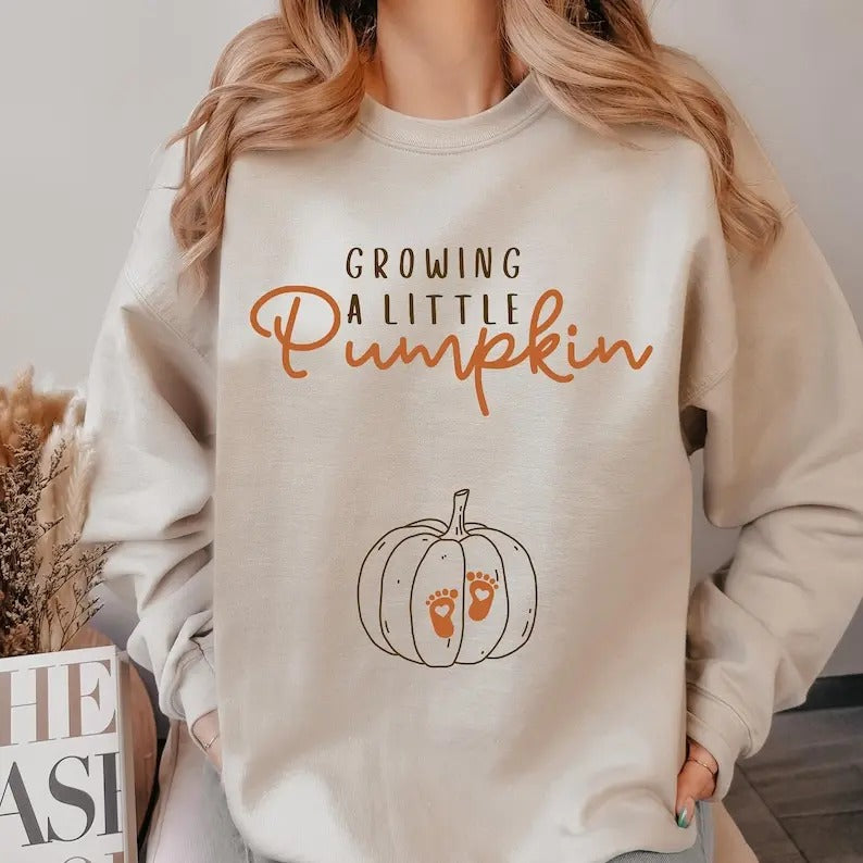 Growing Little Pumpkin Fall Maternity Pregnancy - Adult & Kids T-Shirts, Sweatshirts & Hoodies apparel design preview 1