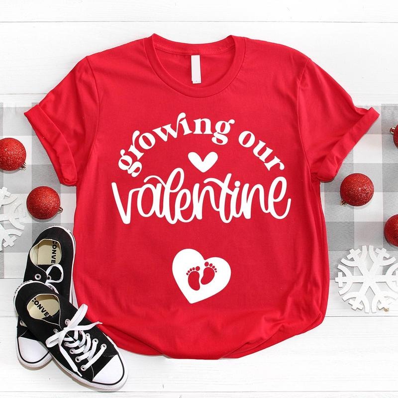 Growing Our Valentine Pregnancy Announcement Cute - Adult & Kids T-Shirts, Sweatshirts & Hoodies apparel design preview 1