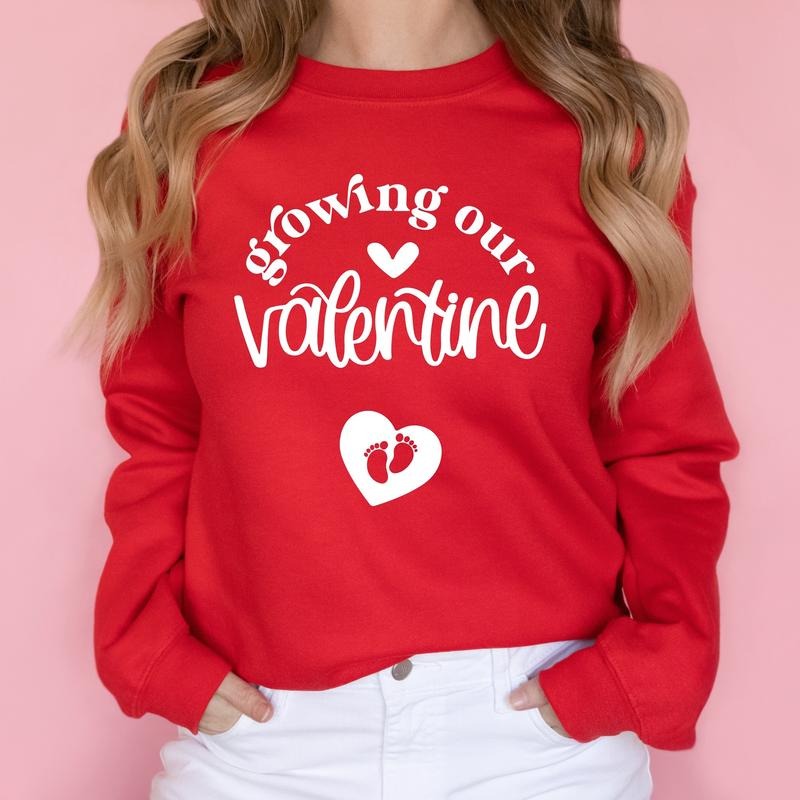 Growing Our Valentine Pregnancy Announcement Cute - Adult & Kids T-Shirts, Sweatshirts & Hoodies apparel design preview 1