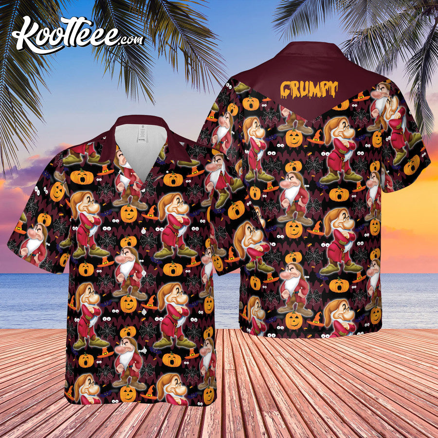 Grumpy Dwarf Pumpkins Halloween Vibes Hawaiian - Adult & Kids T-Shirts, Sweatshirts & Hoodies apparel design preview 1