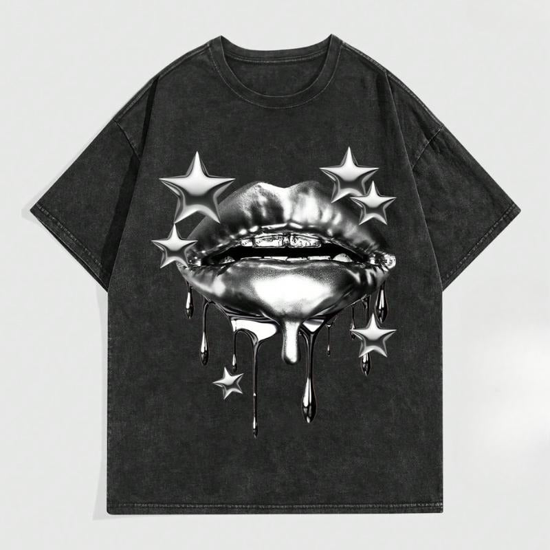 Grunge Punk Street Metal Lip Print Vintage Distressed - Adult & Kids T-Shirts, Sweatshirts & Hoodies apparel design preview 1